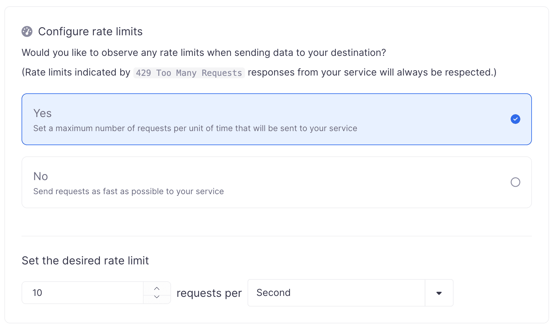 Configure a rate limit for the sync